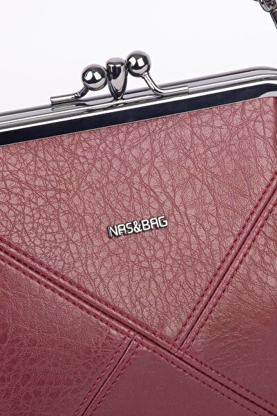 Nas Bag Mini Vintage Scholarship Clip-On Women's Shoulder and Crossbody Bag Claret Red Victoria (20X17 cm)