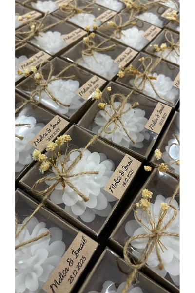 Cateleya 100 Adet Kraft Kutulu Lotus Mum Söz,Nişan,Nikah,Doğum Hediyeliği