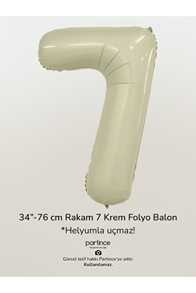 partince 34'' 76 cm Krem Renk Rakam Folyo Balonlar