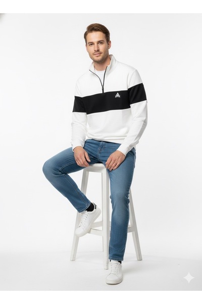 ModaPlaza Mock Neck Sweat with Zipper Collar