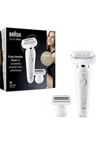 Braun Silk-épil 9 Flex Women's Epilator, 5 Attachments, White/Gold (Model 9-006)