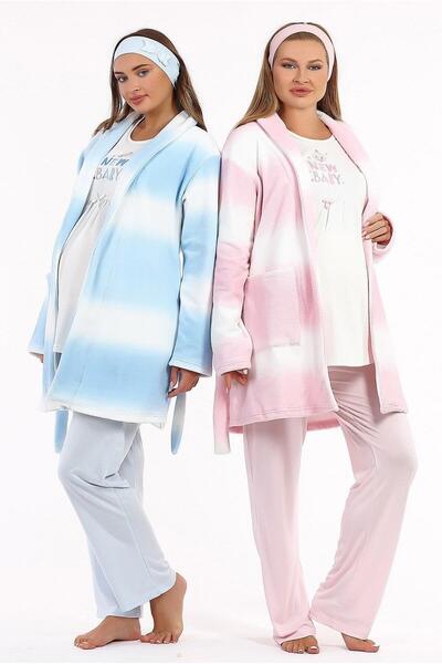 Sinem Çeyiz طقم بيجامة للأطفال حديثي الولادة مكون من 3 قطع مع ثوب صباحي BH 4020