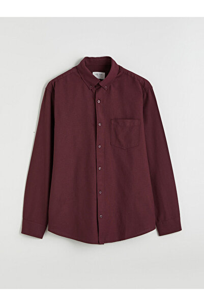 LC Waikiki Bordo Regular Fit Uzun Kollu Erkek Gömlek