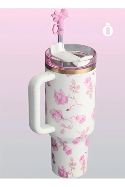 Stanley x LoveShackFancy Quencher 40OZ Ribbon Rosa,Presented in Elegant Gift Packaging