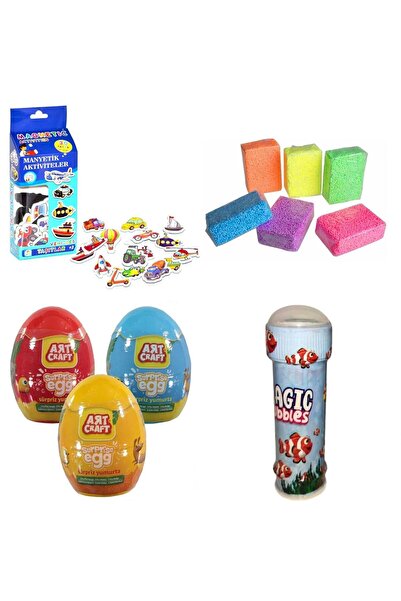 Muhcu Home 4 قطع - حزمة ألعاب بيض المفاجآت + 30 قطعة ألغاز مغناطيسية + عجينة ...