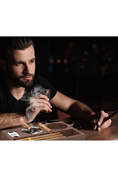 Rugiio Cutie din lemn pentru trabucuri – Set elegant cu scrumieră, suport de ...