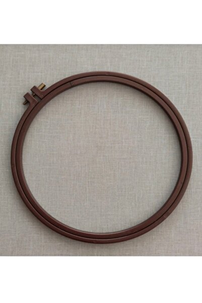 Huugga Vidalı Plastik Kasnak - Kahverengi Etamin Ve Punch Kasnağı 24 cm