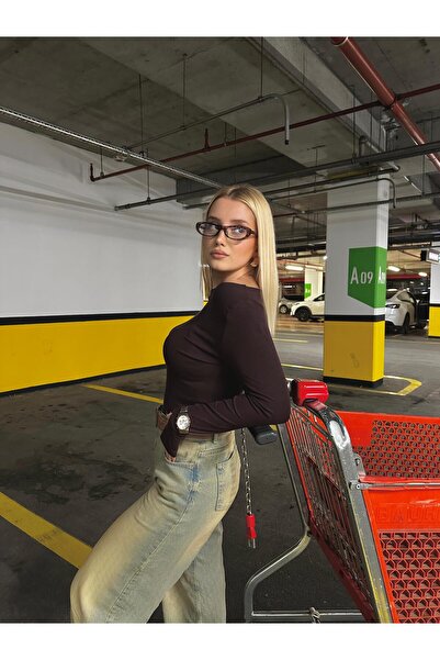 FİOXCO Γυναικεία μπλούζα με λαιμόκοψη και κορδόνια από 100% βαμβάκι