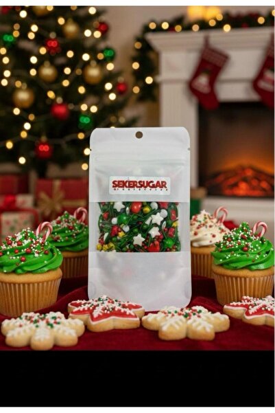 ŞEKER & SUGAR Şeker&Sugar Yılbaşı Şekerleme Kurabiye ve Cupcake Yenilebilir Şeker (40gr) Karışık Şekerleme