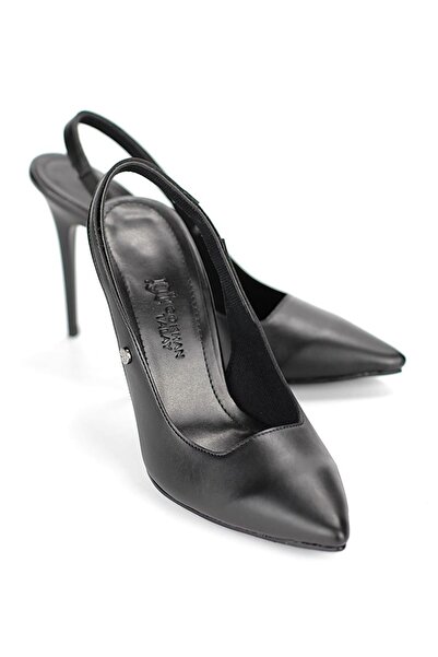 Gökhan Talay Zerina Black Leather Flexible Soft Non-Slip Sole Thin Heels (11cm) Women's Stiletto