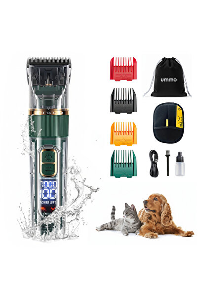 ummo Masina tuns caini pisici UMMO®, manusa par, ceramica, IPX7, 1200mAh, 3 viteze 7000RPM, 4 accesori