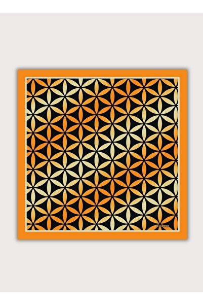 POZİTİF MRK Orange life blossom patterned twill satin neck bandana scarf