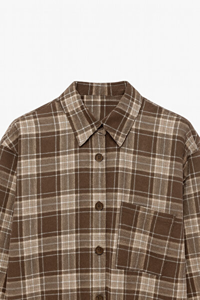 FREZZBİ Women's Plaid Oversized Long Sleeve Winter Lumberjack Shirt