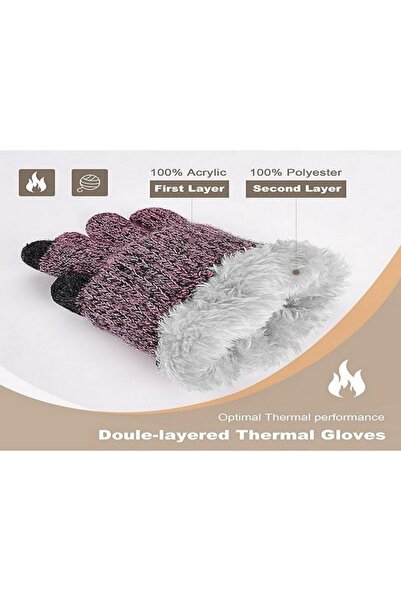OEM Xnova wine red gloves for women, thermal knit gloves with fleece lining, size l-xl