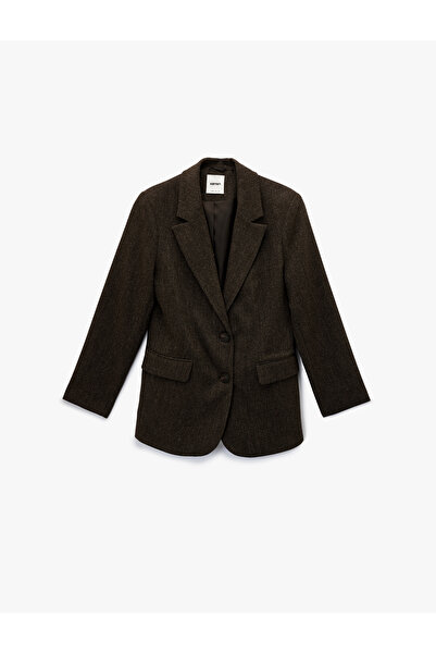 Koton X Şahika Ercümen - Long Sleeve Sheep Wool Blend Blazer Jacket