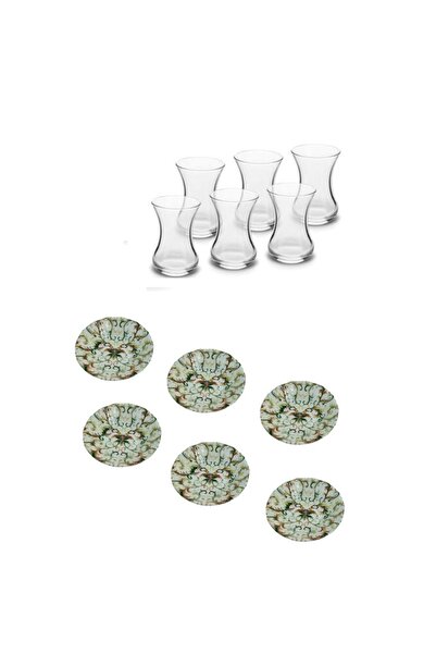 Paşabahçe Zuri Design Flat 12cm Porcelain Plate Tea Set for 6 People