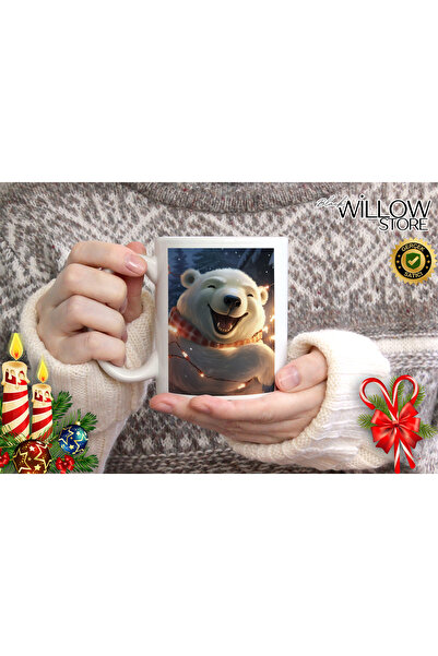 WİLLOW STORE كوب خزفي بتصميم دب لطيف لعيد الميلاد، هدية رائعة لرأس السنة الجد...