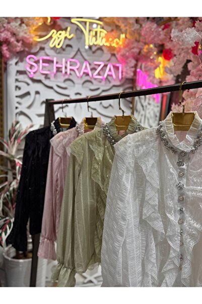 ŞEHRAZAT BUTİK Lace Ruffle Detailed Design Stylish Shirt