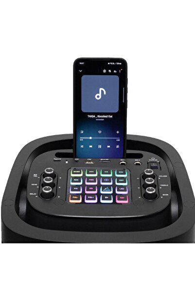 KlaussTech Boxa party, 2x15cm adâncime, acumulator, LED