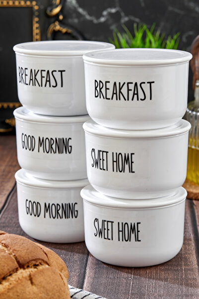 MODA OZY 6-Piece Vacuum Lid Transparent Labelled Breakfast Set 400ml Acrylic (Plastic) Jar