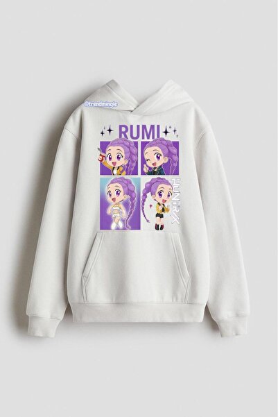 DEEFWEAR White Rum Kpop Demon Hunters Printed Oversized Hoodie Unisex Sweatshirt-Trendmingle