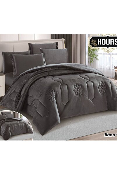 alzawia Luxury 6-piece winter quilt set: one side velvet, one side soft fur