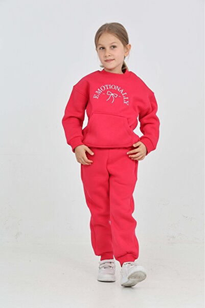 Toontoy Girl's Bow Embroidered Tracksuit Set