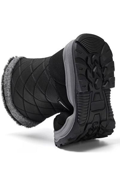 BootyMaxx Women's Waterproof Snow Boots Mid Calf Fur Lined Non-Slip – Black 39