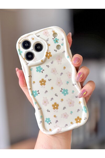 MİRAZ TASARIM Iphone 17 pro ecru color case with flower pattern