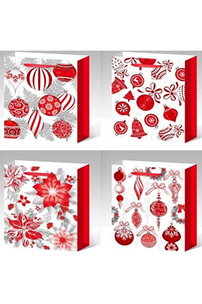 SONORH Set de 4 pungi cadou de Crăciun, 40×31×12 cm, modele premium cu temati...