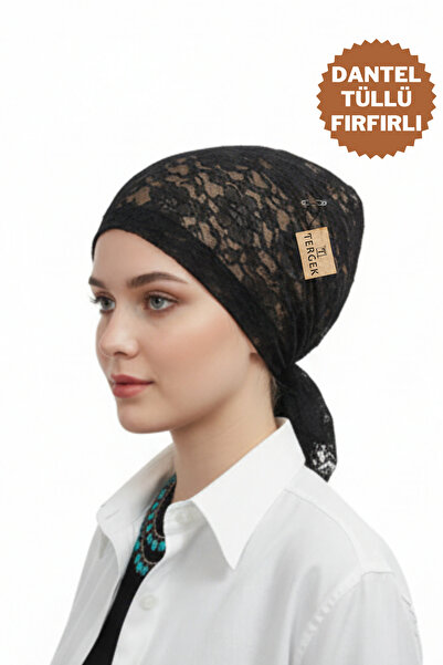 Tergek Lace Tulle Inner Bonnet Black, Keeps You Cool and Comfortable, Suitable for Large Hair in All Four Seasons