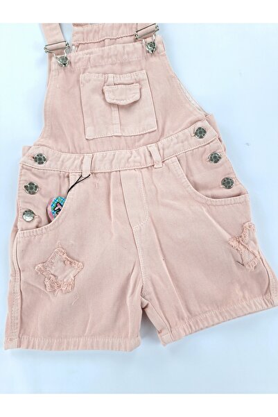 Butik Girl's Denim Salopet with Shorts Premium Quality Soft Textured Gift Thick Straps Double Pockets