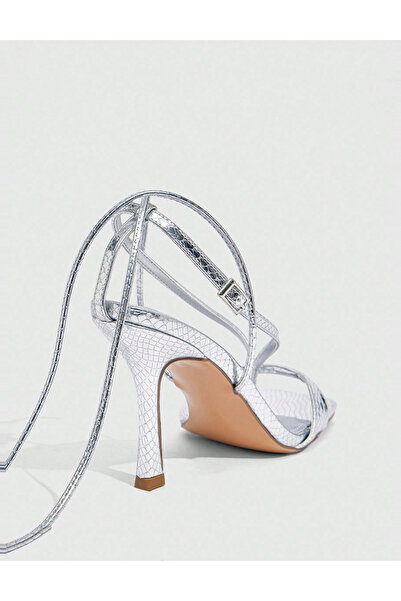 Sheya Sandale Cu Toc Shein CUCCOO, argintiu