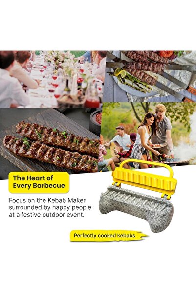 Generic Ultimate Kebab Maker – Heavy-Duty Aluminum Skewer Machine with Food-Grade Teflon (Yellow Speckles)