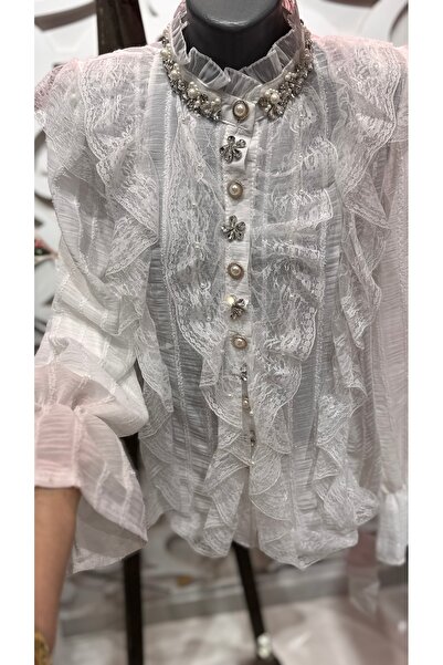 ŞEHRAZAT BUTİK Lace Ruffle Detailed Design Stylish Shirt