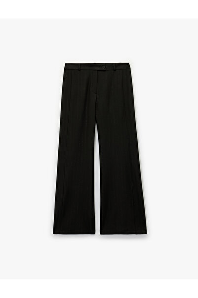 Koton Striped Glitter Wide-Leg Fabric Pants with Pockets