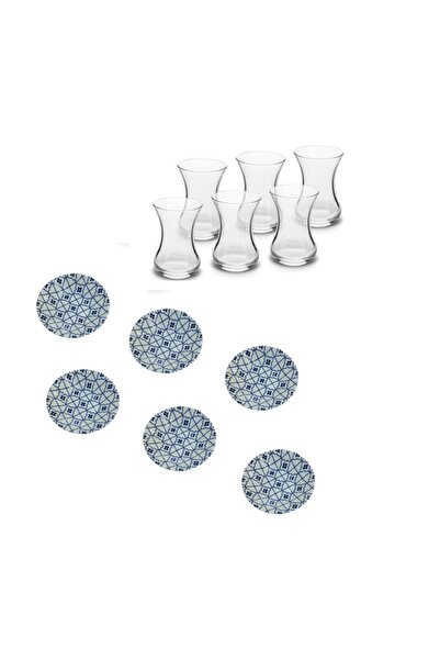Paşabahçe Zuri Design Porcelain Plate Tea Set for 6 People