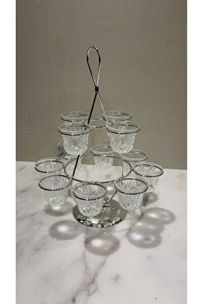 ALMASA Silver stainless steel teacup holder with 12 slots