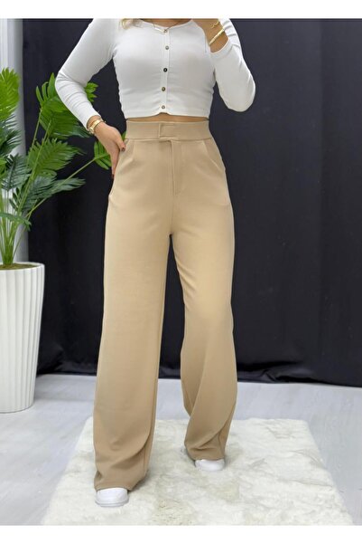 BERİLLİON Crepe Fabric Velcro Palazzo Pants