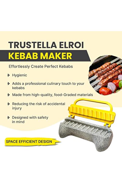 Generic Ultimate Kebab Maker – Heavy-Duty Aluminum Skewer Machine with Food-Grade Teflon (Yellow Speckles)