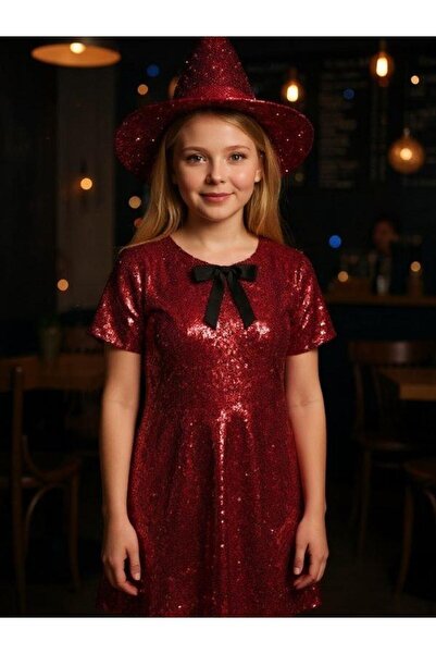 Zekids Girls' Half Sleeve Bow Detail Sequin Dress
