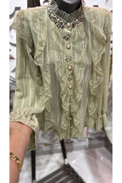 ŞEHRAZAT BUTİK Lace Ruffle Detailed Design Stylish Shirt