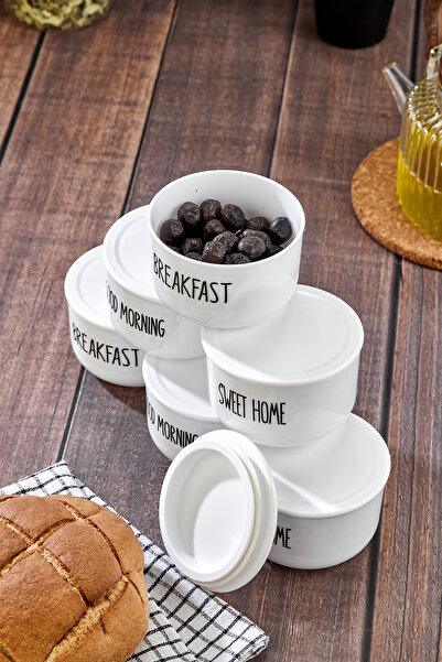 MODA OZY 6-Piece Vacuum Lid Transparent Labelled Breakfast Set 400ml Acrylic (Plastic) Jar