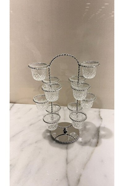 ALMASA Silver stainless steel teacup holder with 12 slots