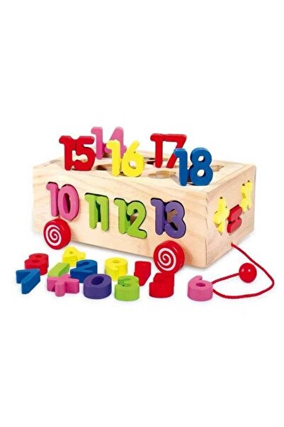 dehkah Wooden Number Shape Sorter & Pull-Along Cart (25 x 19 cm)