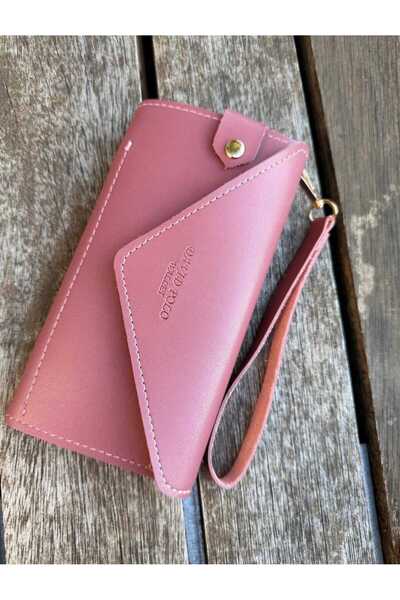 ÖZÜM TAKI Women's Wallet with Phone Compartment Light Pink