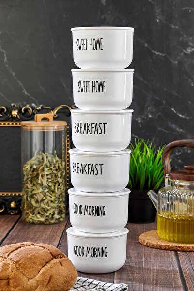 MODA OZY 6-Piece Vacuum Lid Transparent Labelled Breakfast Set 400ml Acrylic (Plastic) Jar