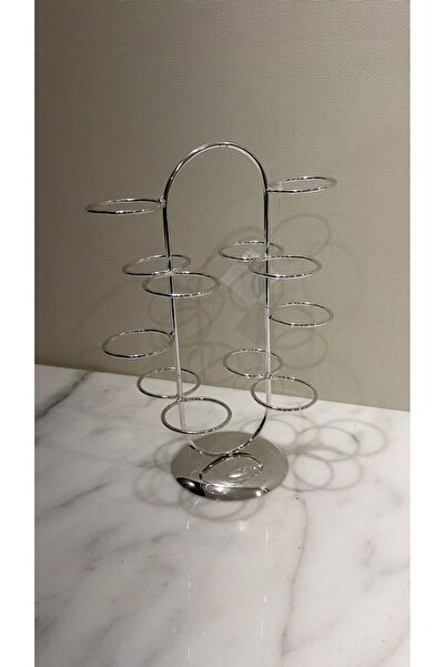 ALMASA Silver stainless steel teacup holder with 12 slots