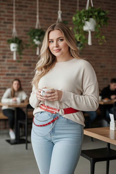 Angels Passion Curea roșie pentru femei de mărime mare