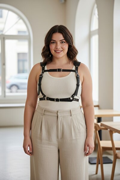 Angels Passion Curea neagră pentru femei de mărime mare, cu catarame reglabil...